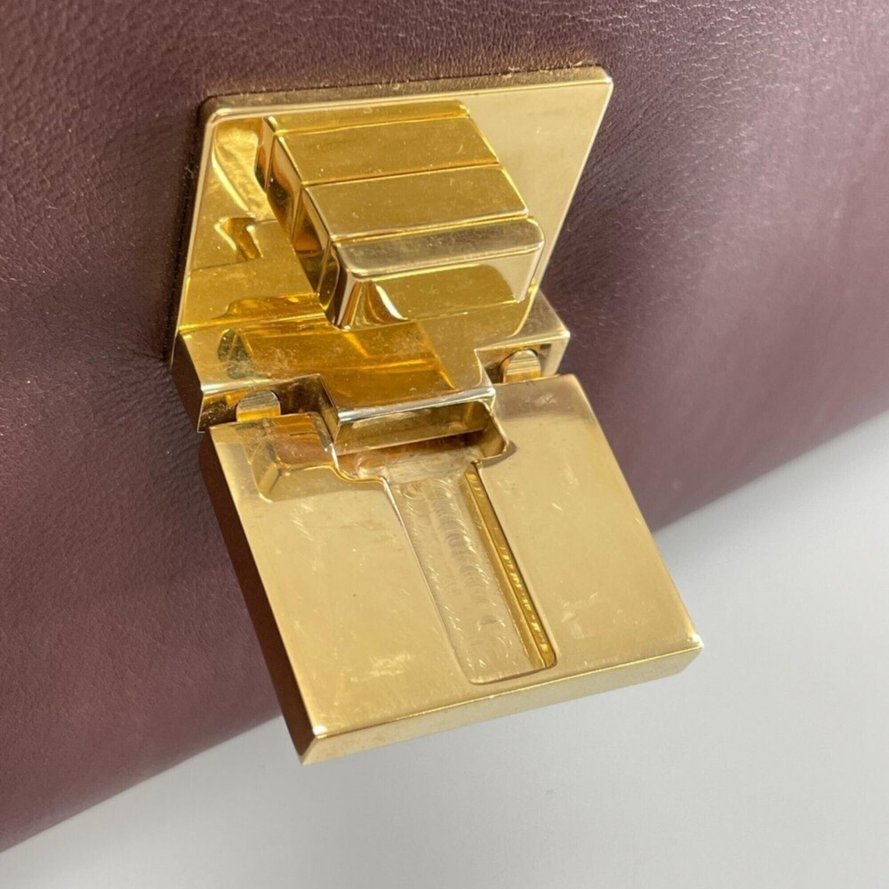 Celine handbag for women, CELINE F-SN-0152, leather, wine red, gold hardware. - Picture 12 of 16